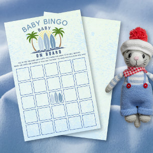 Baby on board blue boy baby shower Baby Bingo game Flyer