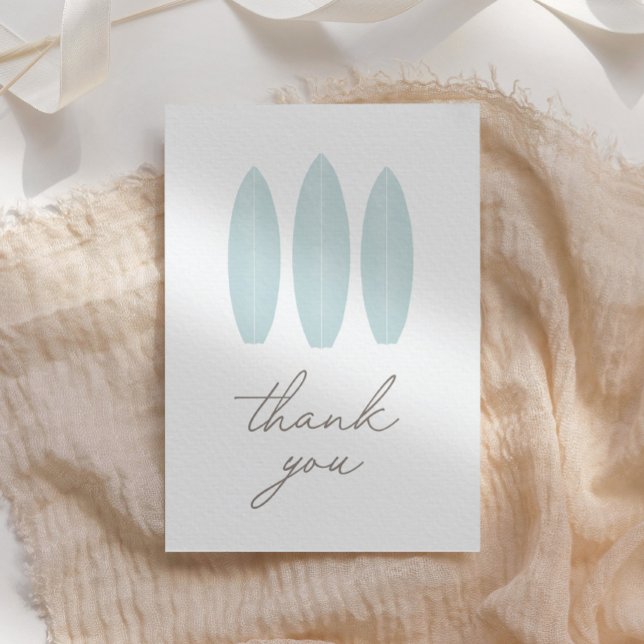 Baby on Board Blue Surfboard Baby Shower Thank You Card (Creator Uploaded)