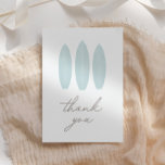 Baby on Board Blue Surfboard Baby Shower Thank You Card<br><div class="desc">Say thank you to friends and family for attending your baby shower or sending a gift with this thank you card,  featuring watercolor surfboards in blue.</div>