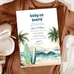 Baby On Board Blue Wave Baby Shower Invitation