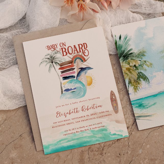 Baby on Board | Boho Surf Baby Shower Invitation (Creator Uploaded)