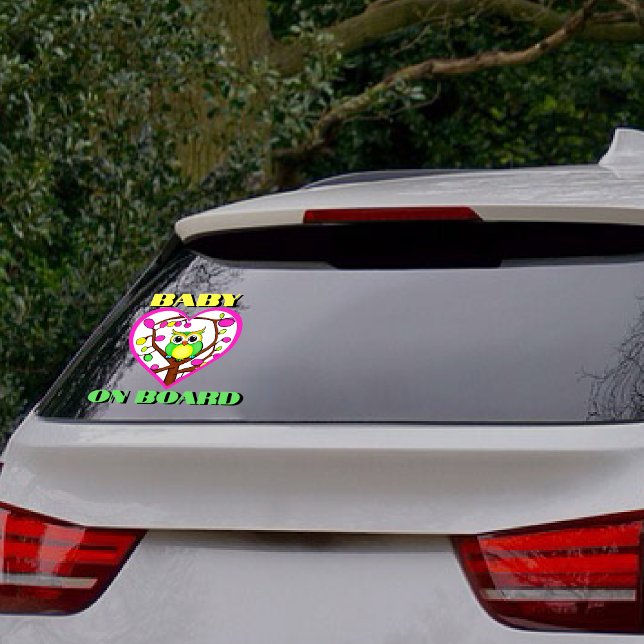 Baby on board - Colourful owl - Car rear  (Creator Uploaded)