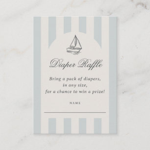 Baby On Board Elegant Blue Sailboat Diaper Raffle Enclosure Card