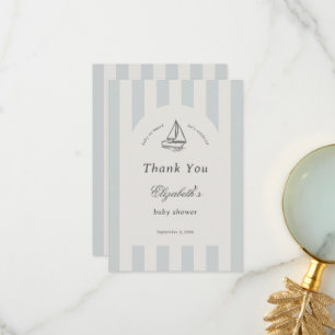 Baby On Board Elegant Blue Sailboat Thank You Card