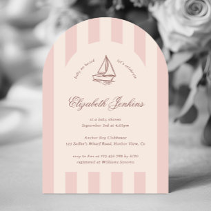 Baby On Board Elegant Pink Sailboat Baby Shower Invitation