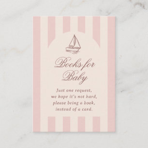 Baby On Board Elegant Pink Sailboat Books For Baby Enclosure Card
