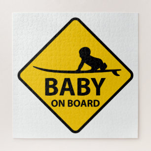 Baby on Board funny baby design with surf board Jigsaw Puzzle