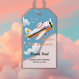 Baby on Board Modern Aviation Aeroplane Baby Showe Gift Tags