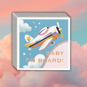 Baby on Board Modern Aviation Aeroplane Baby Showe Napkin