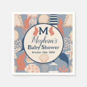 Baby on Board Nautical Baby Boy Shower Napkin