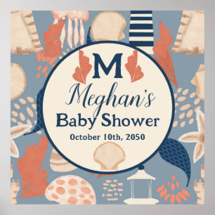 Baby on Board Nautical Baby Boy Shower Poster