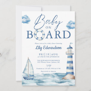 Baby On Board Nautical Baby Shower All In One Invitation