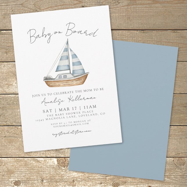 Baby On Board Nautical Baby Shower Invitation (Baby On Board Nautical Baby Shower Invitation)