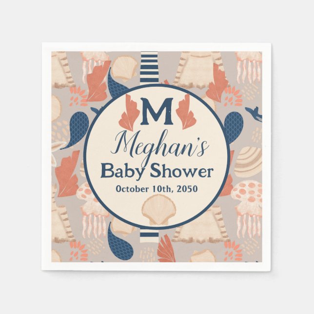 Baby on Board Nautical Baby Shower  Napkin (Front)