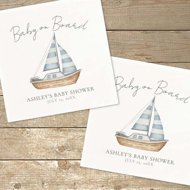 Baby On Board Nautical Baby Shower Napkin (Baby On Board Nautical Baby Shower Napkins)