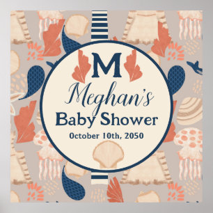 Baby on Board Nautical Baby Shower  Poster