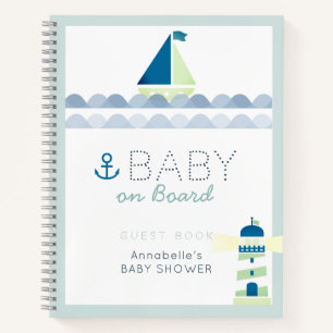 Baby on Board Nautical Blue Baby Shower Guest Book
