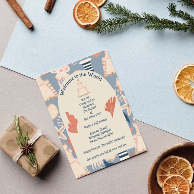 Baby on Board Nautical Boy Birth Announcement  Postcard (Creator Uploaded)