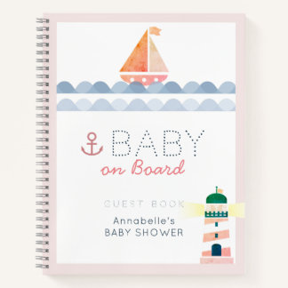 Baby on Board Nautical Pink Baby Shower Guest Book