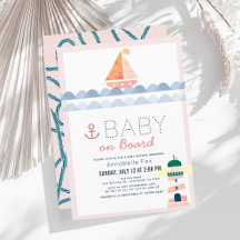 Baby on Board Nautical Pink Girl Baby Shower