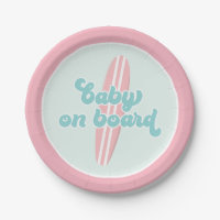 Baby on Board Pink Beach Baby shower Paper Plates