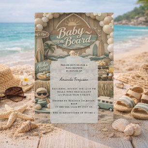 Baby on Board retro beach Baby Shower Invitation