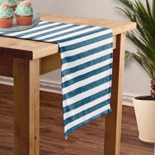 Baby on Board Rustic Navy Nautical Stripe Shower Medium Table Runner