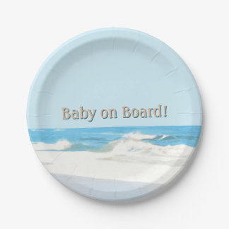 Baby on Board Seascape Ocean Baby Shower Paper Plate