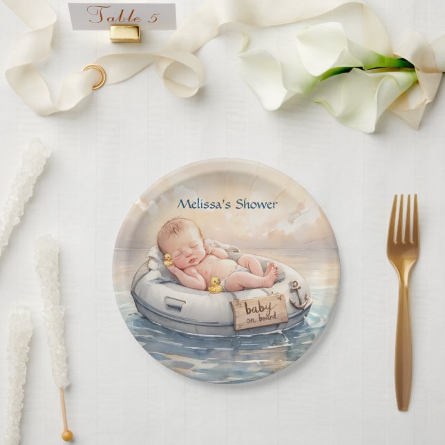 Baby on Board Shower  Paper Plate (Wedding)
