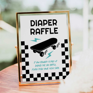 Baby on Board Skateboard Baby Shower Diaper Raffle Poster