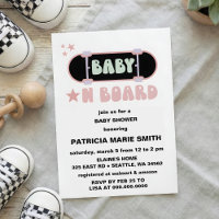 Baby on Board Skateboard Baby Shower party Invitat