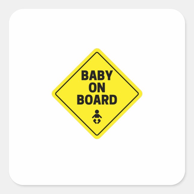 Baby on board square sticker (Front)