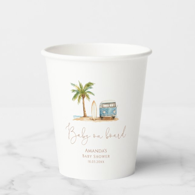 Baby On Board Summer Baby Shower  Paper Cups (Front)