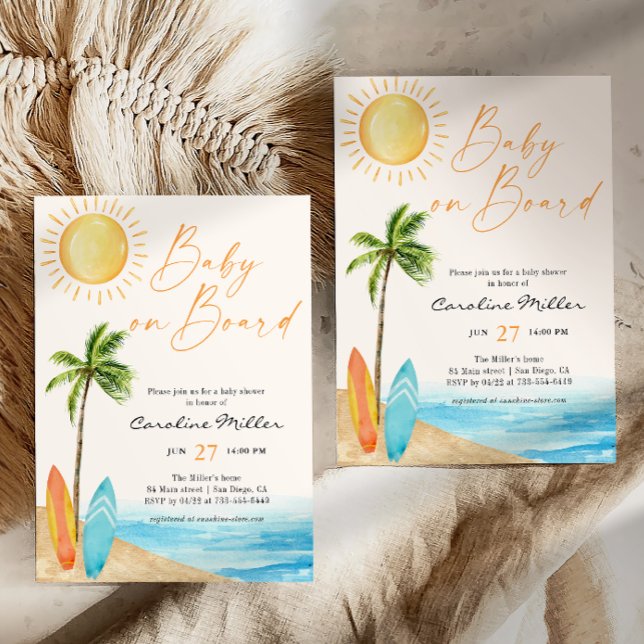 Baby On Board Summer Beach Baby Shower Invitation (Creator Uploaded)