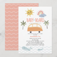 Baby on Board Sunshine Rainbow Van Baby Shower Inv