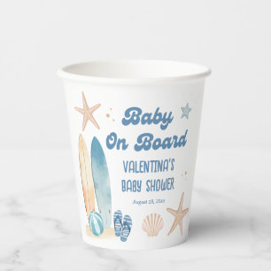 Baby On Board Surf Beach Baby Shower Paper Cups