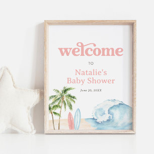 Baby on Board Surf Beach Baby Shower Welcome Sign