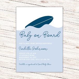 Baby On Board Surf Beach Boy Baby Shower Invitation