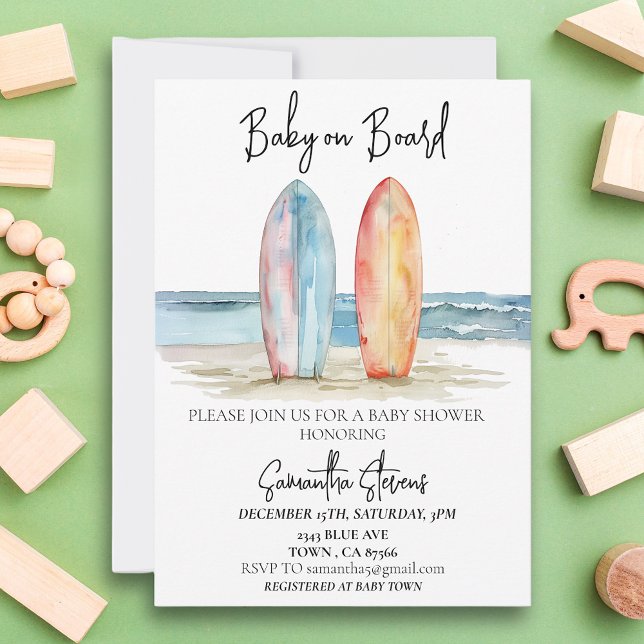 Baby on Board Surf Beach Tropical Invitation (Creator Uploaded)