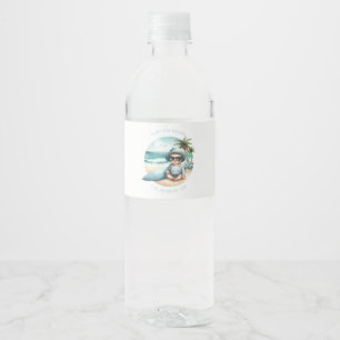 Baby on Board Surf-Themed Beach Baby Shower Water Bottle Label