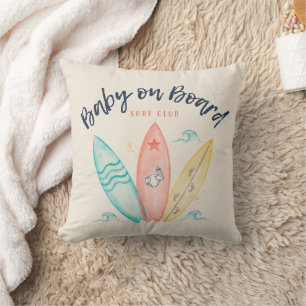 Baby On Board Surfboard Baby Shower  Cushion