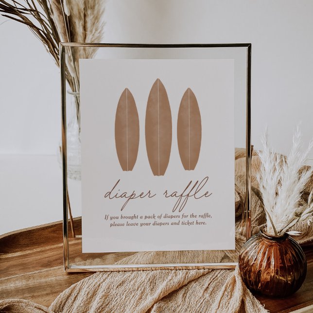 Baby on Board Surfboard Baby Shower Diaper Raffle Poster (Creator Uploaded)