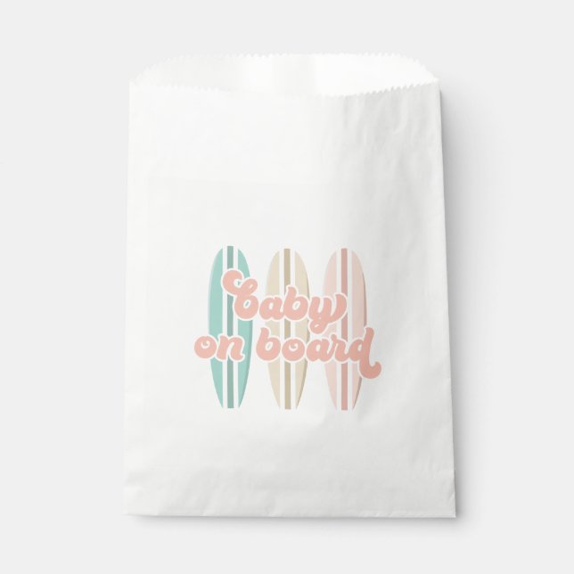 Baby on Board Surfboard Beach Baby Shower Favour Bags (Front)