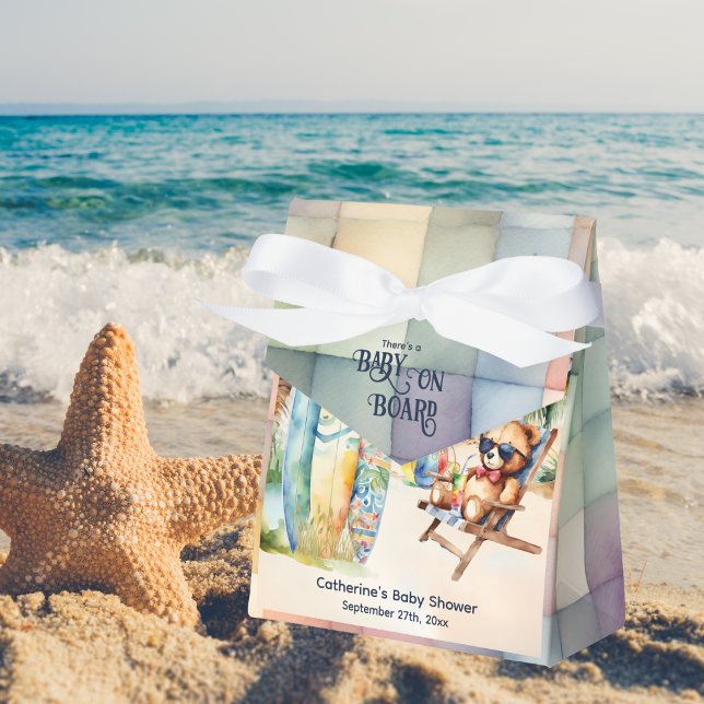 Baby On Board Surfboard Teddy Bear Baby Shower Favour Box (Creator Uploaded)