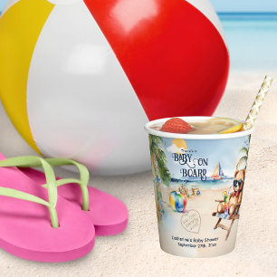 Baby On Board Surfboard Teddy Bear Baby Shower Paper Cups