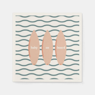 "Baby On Board" Surfing Baby Shower Ocean Theme Napkin