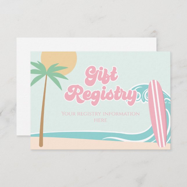 Baby on Board Surfing Baby Shower Registry Enclosure Card (Front/Back)