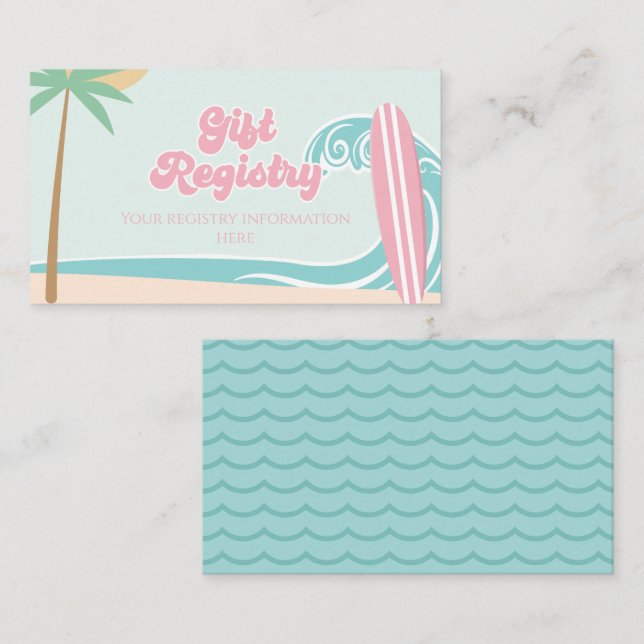 Baby on Board Surfing Baby Shower Registry Enclosure Card (Front/Back)