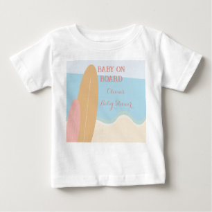 Baby on Board Surfing Beach Baby Shower Baby T-Shirt
