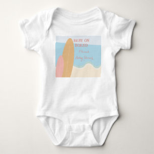 Baby on Board Surfing Beach Baby Shower  Bodysuit